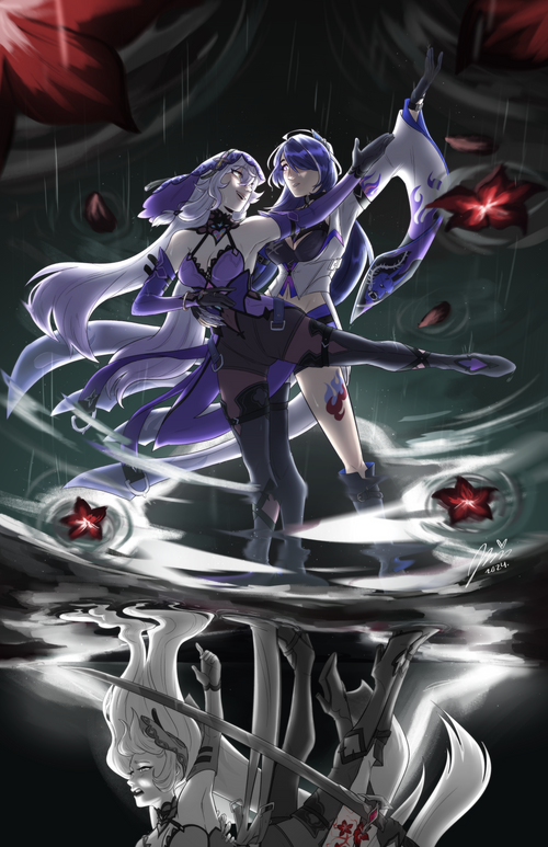 Acheron & Black Swan - Honkai: Star Rail Postcard